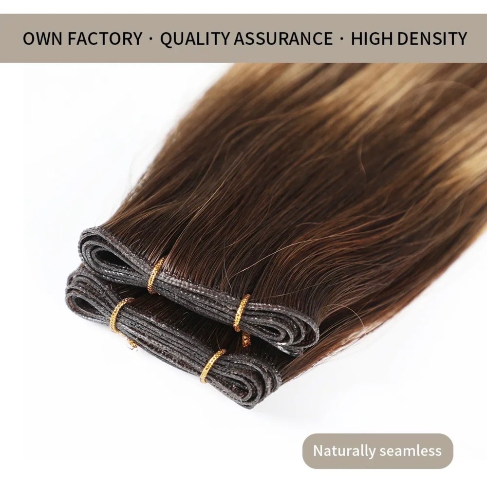Yilsite 22 Inch Tape In Remy Human Hair Extensions P4 27 T4 Highlight Blonde - Picture 6 of 9